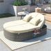 Direct Wicker Outdoor Rattan Daybed Patio 2-Person Sun Bed with Cushions and Pillows Chaise Lounge with Adjustable Backrests