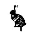 Garden Black Rabbit Silhouette Stake Floral Cutouts Acrylic Bunny Stakes Yard Patio Lawn Animal Statue Outdoor Ornament