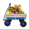 All Terrain Wagons for Kids Wagon with Removable Wooden Side Panels Garden Wagon Cart Heavy Duty with Steel Wagon Bed Folding Wagons for Kids/Pets Ideal Gift for Kids Blue