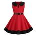 Baby doll collar dress European and American fashion dress retro dress-red-M(130CM)