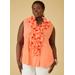 Plus Size Ruffle Trimmed Pleated Shirt