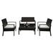 2pcs Arm Chairs 1pc Love Seat & Tempered Glass Coffee Table Rattan Sofa Set Brown Gradient