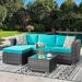 LLBIULife Outdoor Patio Sets All-Weather Rattan Outdoor Sectional Sofa with Tea Table and Cushions Upgrade Wicker Patio sectional Sets 3-Piece (Khaki)