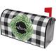 Wreath Buffalo Plaid Mailbox Cover Magnetic Black White Plaid and Leaves Mailbox Cover Standard Size 25.5 x 21 Inches Farmhouse Rustic Welcome Post Box Cover Wraps Garden Yard Home Decor for Outdoor