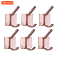 Adhesive Hooks 3 inch Heavy Duty Wall Hooks Waterproof Aluminum Hooks for Hanging Coat Hat Towel Robe Key Clothes Closet Hook Wall Mount for Home Kitchen Bathroomï¼ŒOffice (6 Pink)