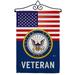 US Navy Veteran Garden AIF4 Flag - Set Wall Hanger Forces USN Seabee United State American Military Retire Official - House Decoration Banner Small Yard Gift Double-Sided Made in USA 13 X 18.5
