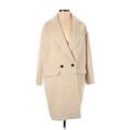 J.Crew Collection Coat: Long Ivory Print Jackets & Outerwear - Women's Size Small Petite