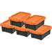 U-SHARE USA 3 Gallon Lockable Storage Totes with Lids 5 Pack - Orange Lid Heavy-Duty Durable Stackable Containers Large Garage Organizing Bins Moving Tubs Rugged Sturdy Equipment Utility Tool Box