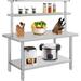 WhizMax 30 x 24 Stainless Steel Work Table NSF Heavy Duty Commercial Food Prep Worktable with Overshelves & Adjustable Shelf for Kitchen Prep Work