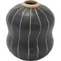 Creative Co-Op Round Stoneware Vase with Wax Relief Stripes Black and Cream