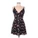 Urban Outfitters Cocktail Dress - A-Line V Neck Sleeveless: Black Floral Dresses - Women's Size Medium