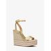 Michael Kors Leighton Metallic Leather Wedge Sandal Gold 6.5