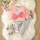 Baby Girl Rabbit Print Bow Front Sweatshirt Striped Print Leggings