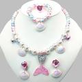 pcs girls princess jewelry mermaid tail pearl girl necklace bracelet ring earrings set