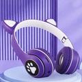 Flashing RGB Lighting Effects Cat Ears Wireless Headphones Long Lasting Colorful Wireless Headphones HiRes High Resolution Sound Quality Stereo Music