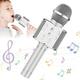 Karaoke Microphone For Kids Girls Toy Microphones For Toddler Singing Bluetooth Birthday Gifts Toys Microphone For Year Old Girls BoysSilver