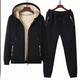 Winter Mens Fleece Lined Solid Color Hooded Cardigan And Pants Sports Suit Gym Clothes Men Athletic Suit Tracksuit