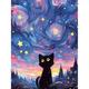 pc d Colored Starry Sky Cat Pattern Diamond Painting Kit Suitable For Beginners Art Gift Diy Diamond Embroidery Mosaic Handmade Home Decorative Paint