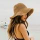 Versatile And Foldable Khaki Straw Hat For Women Sun Protection And Beach Vacation Korean Style Boho