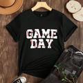 Game Day Baseball Round Neck Short Sleeve Womens Casual TShirt Suitable For Summer