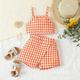 Baby Girl Gingham Pattern Sleeveless Top And Wrap Skort Set