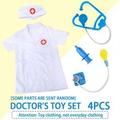 Kids Doctor Nurse Role Play Costume Set With Short Sleeve Coat Stethoscope Syringe And Blood Pressure Meter Toy For Children Aged Years White