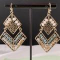 New Arriving Rhombus Shape Beaded Dangle Earrings Creative Unique Accessories For Women pair