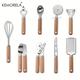 pcsSet Wooden Handle Kitchen Utensil Set Including Stainless Steel Can Opener Garlic Press Cheese Knife Grater Bottle Opener Ice Cream Scoop Pizza Cut