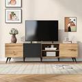 Beijiyi Modern TV Stand Unit Cabinet TV Table TV Entertainment Cabinet With Open Storage Shelves And Cabinet For Living Room White Black And Brown