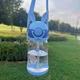 Plastic Spring Hinged Cap Water Bottle With Straw Lovely Cartoon Design Ideal For Travel And Outdoor Activities