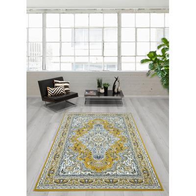 Teppich MY HOME "Oriental, Made in Belgium" Gr. 8, gelb, B:280cm H:7mm L:365cm, Kunstfaser, Teppiche, Orient-Optik, mit Bordüre, Teppich, Kurzflor, Weich, Kundenliebling Image