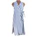 Free People Dresses | Free People Small Blue & White Strip Knee Length Sleeveless Wrap Dress | Color: Blue/White | Size: S