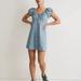 Madewell Dresses | Madewell Denim Margie Button Down Puff Sleeve Mini Dress In Bevy Wash | Color: Blue | Size: 14
