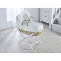 White Dimple Palm Moses Basket with Folding Stand - Opal White