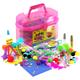 (Pink) The Magic Toy Shop Kids Giant Mega Super Craft Art Carry Case Kids Pom Poms Beads Sequins Foam Glue