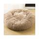 (Light Coffee, 50cm) Plush Donut Pet Bed For Dogs & Cats | Dog Basket