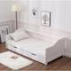 (White) Single White 3ft Wooden Day Bed with Pull Out Trundle Guest Bed