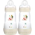 MAM Easy Start Colours of Nature Self Sterilising Anti-Colic Baby Bottle (2 x 260ml Foxes), Matt Bottles with MAM teats, Baby Bottle for Reduced Colic