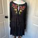 Free People Dresses | Free People Mia Floral Embroidered Black Tunic Dress Small | Color: Black/Pink | Size: S
