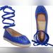 Ralph Lauren Shoes | Lauren Ralph Lauren Cecilia Ankle-Tie Espadrille Flats | Color: Blue | Size: 8