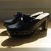 Coach Shoes | Coach "Savana" Black Leather Signature Studded Wooden Heeled Mule Clog - Size 6 | Color: Black | Size: 6