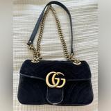 Gucci Bags | Black Velvet Gucci Marmont Bag Small Matelasse | Color: Black | Size: Os