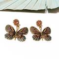 Anthropologie Jewelry | Butterfly Dangle Earrings #148 | Color: Gold/Pink | Size: Os