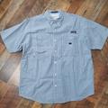 Columbia Shirts | Columbia Super Bonehead Omni-Shade Blue Gingham Short Sleeve Fishing Shirt, Xl | Color: Blue/White | Size: Xl