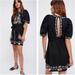 Free People Dresses | Free People Evangeline Mini Shift Dress Multifloral Embroidery On Blk Sz Sm Nwot | Color: Black/Blue | Size: Xs