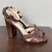 Coach Shoes | Coach Golden Brown Leather Strappy Sandals Chunky Heels Sz 8.5 | Color: Brown | Size: 8.5