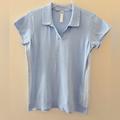 Adidas Tops | Adidas Light Blue V Neck Collar 100% Cotton Short Sleeve Top Medium | Color: Blue/White | Size: M