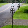 Pathways Fleur de Lis Reflective Driveway Marker Stakes Set of Two, Set of Two, Black