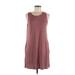 Socialite Casual Dress - Shift Scoop Neck Sleeveless: Burgundy Print Dresses - Women's Size Medium