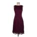 Adrianna Papell Casual Dress - A-Line High Neck Sleeveless: Burgundy Solid Dresses - Women's Size 2